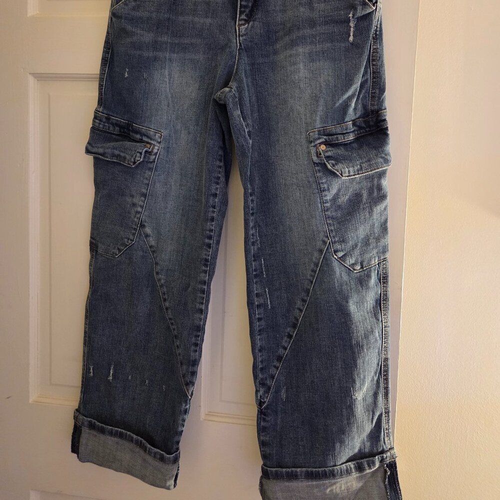 Democracy cuffed leg crop cargo jeans